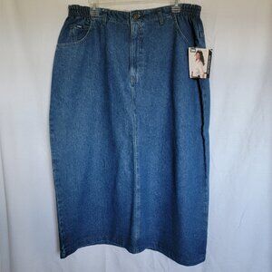 Vintage NWT Lee Denim Jean Long Skirt Women's Size 16W Elastic Waist 34" Long